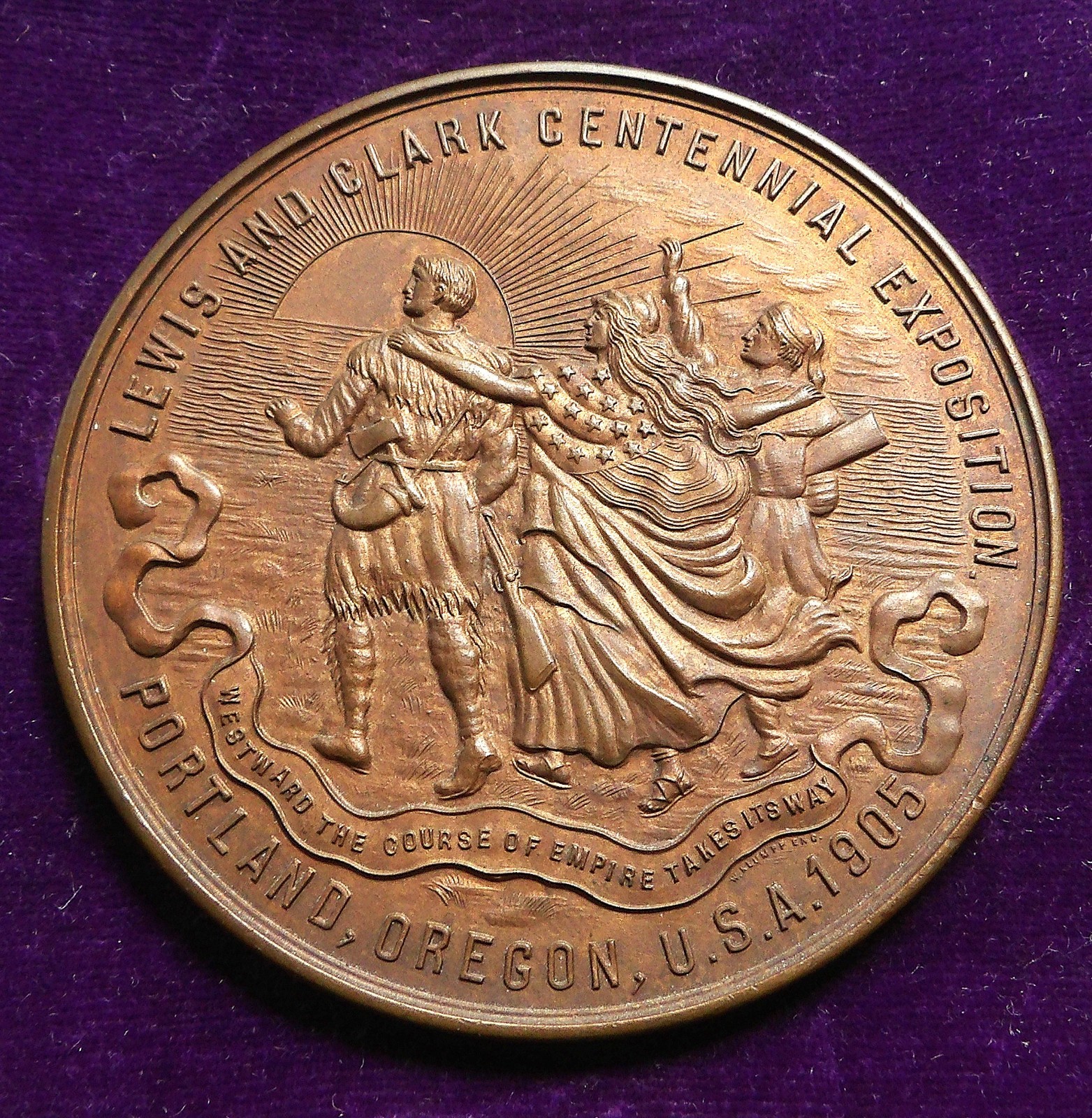 1905 Lewis & Clark Portland OR Expo Large Bronze Award Medal Original Box 1905 Lewis & Clark Portland OR Expo Large Bronze Award Medal Original Box