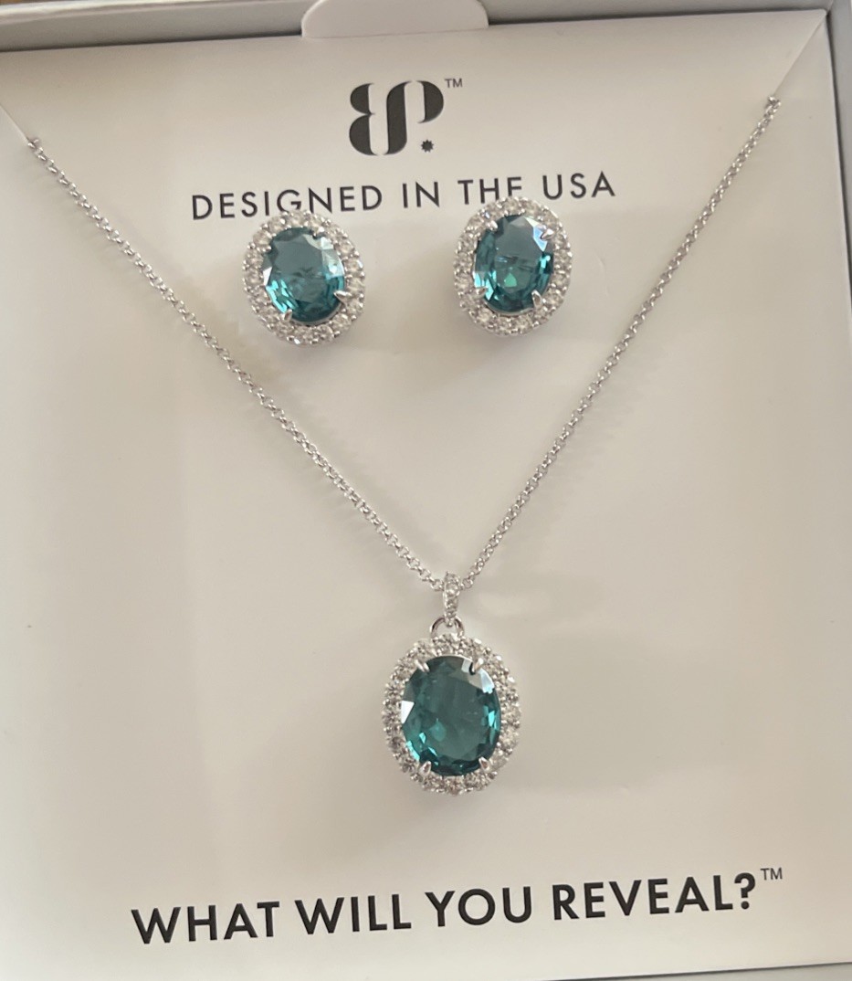 BP Gem Society Exclusive Bring back Earrings And Matching Necklace Rhodium Plate
