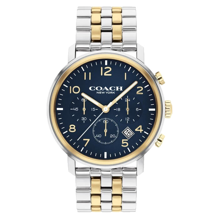 COACH HARRISON CHRONOGRAPH 14602536 BLUE DIAL TWO TONE BRACELET 42MM MENS WATCH COACH HARRISON CHRONOGRAPH 14602536 BLUE DIAL TWO TONE BRACELET 42MM MENS WATCH