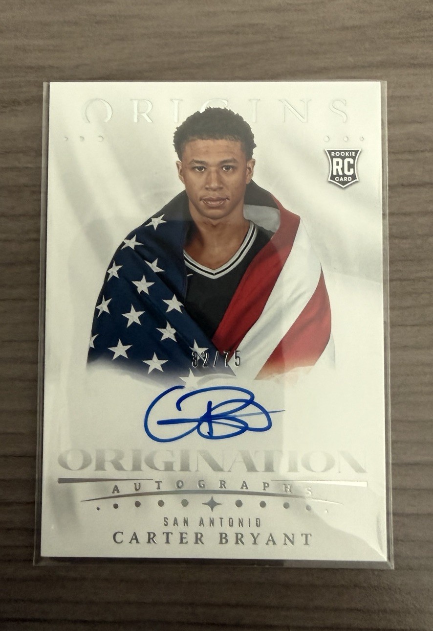 2025-26 Panini Origins Carter Bryant OrigiNation Auto RC #32/75 Spurs Rookie 2025-26 Panini Origins Carter Bryant OrigiNation Auto RC #32/75 Spurs Rookie