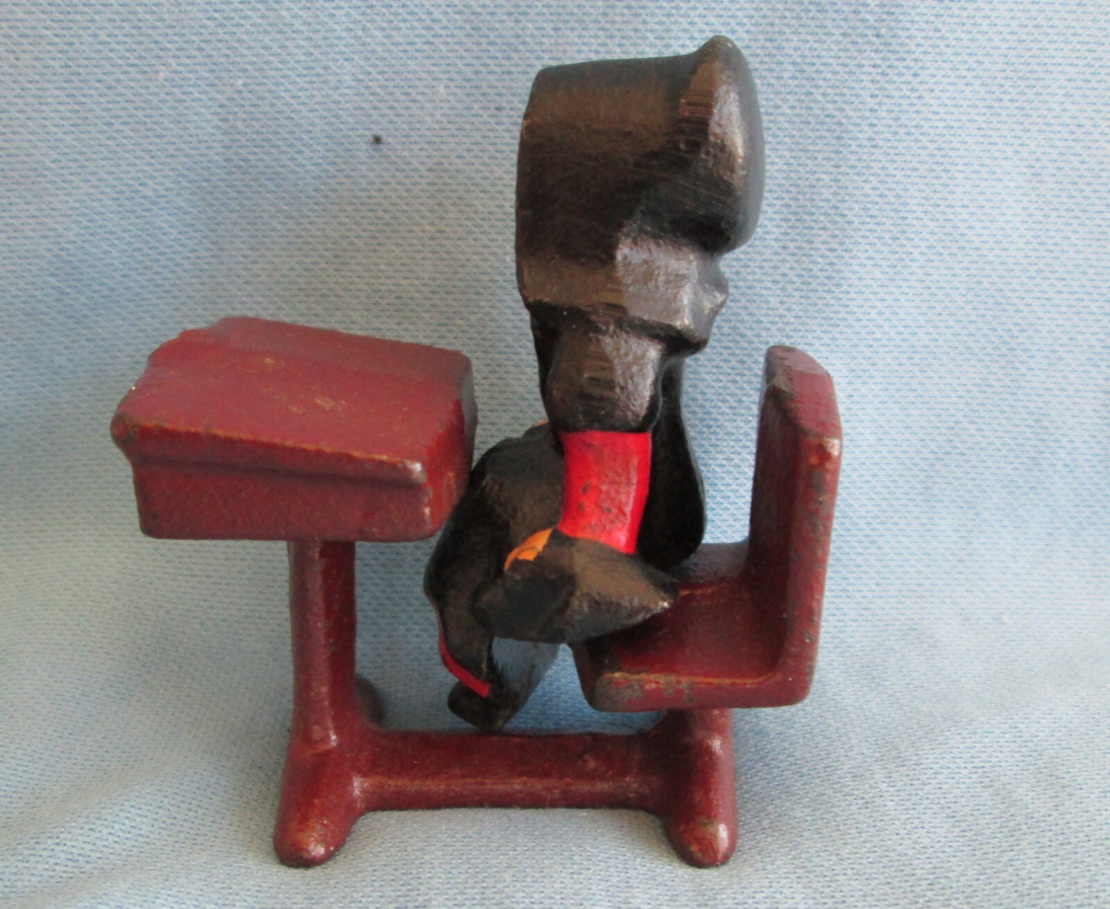 Vintage Cast Iron Girl at SCHOOL DESK    Child Toy  ~ Hand Painted Detail