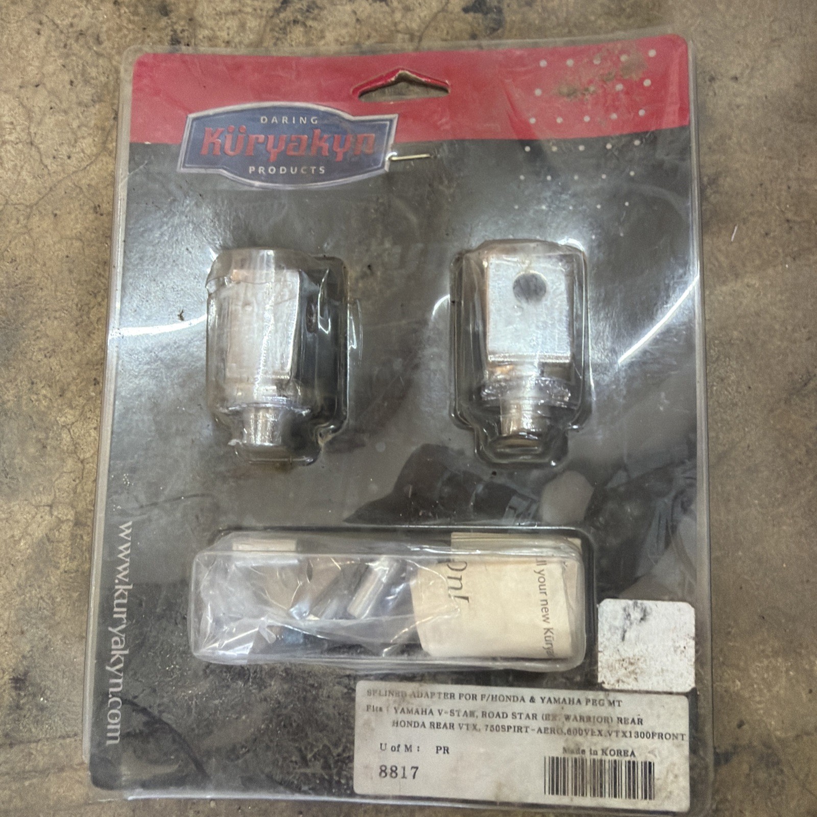 Nos Kuryakyn 8817 Splined Adapter For F/Honda & Yamaha Peg Mount