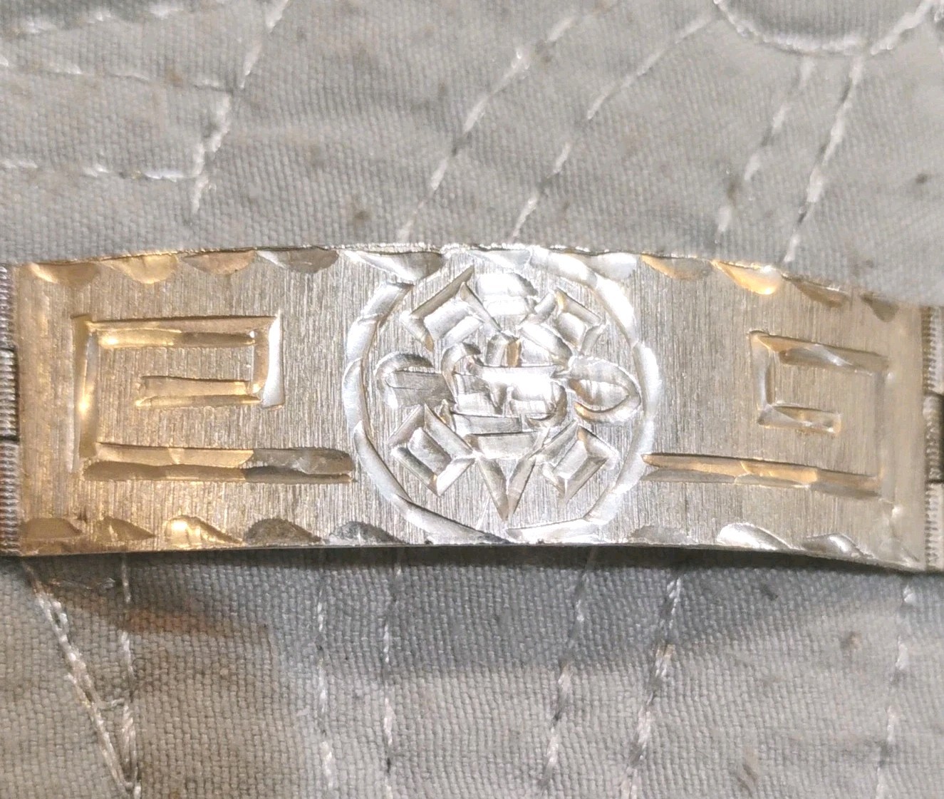 Vintage Signed JCM Mexico 925 Sterling Silver Aztec Mayan Panel Bracelet 7\