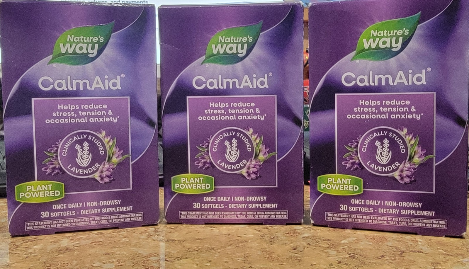 Natures Way CalmAid Supplement Softgel 90 Count Stress Anxiety Tension