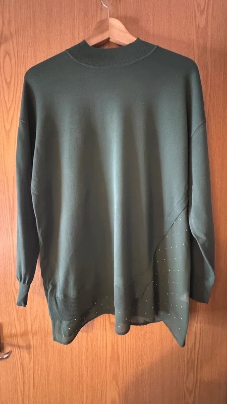 Next fine knit dark green stud sheer jumper size Medium 12-14 Next fine knit dark green stud sheer jumper size Medium 12-14