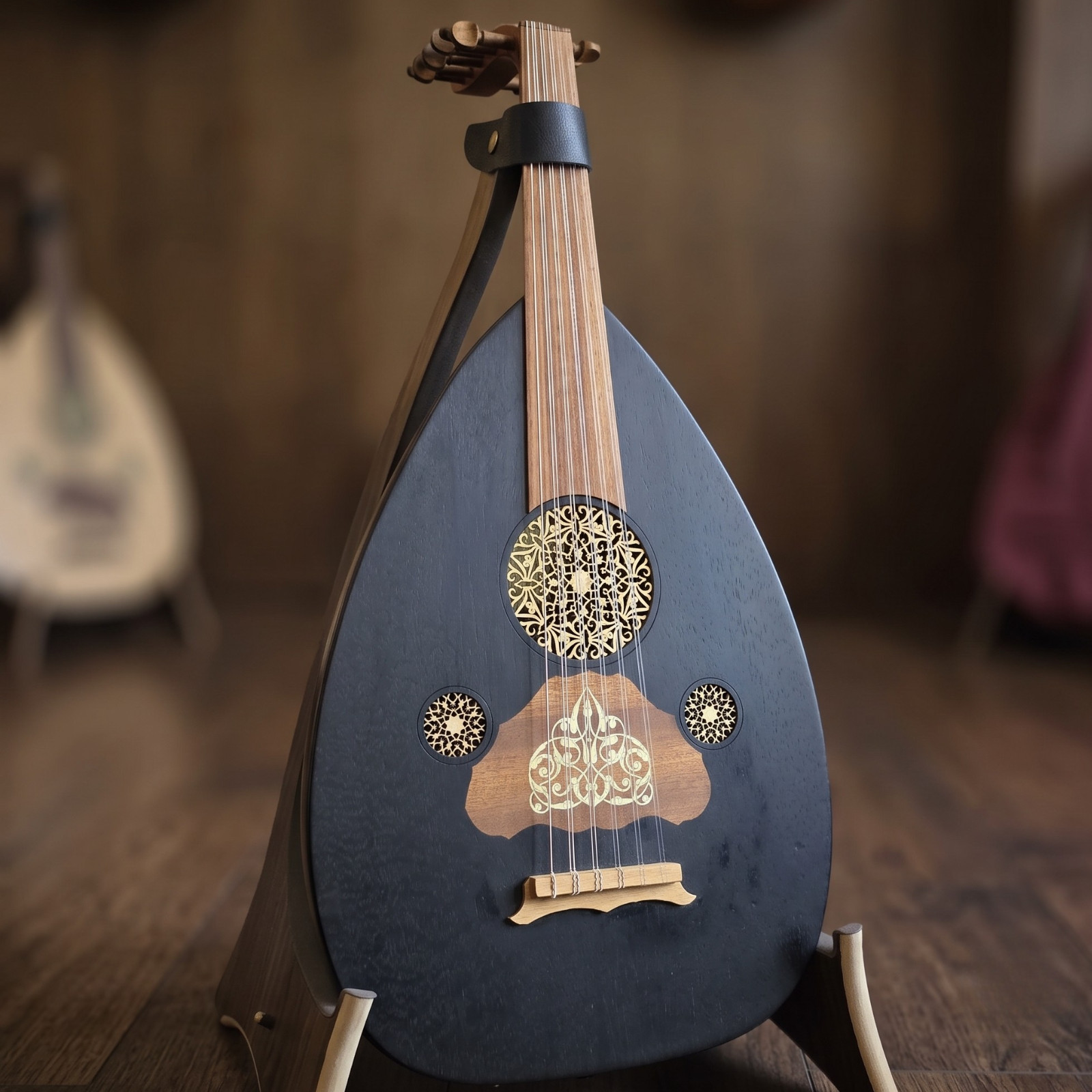 Arabic Oud Instrument Handmade, Middle Eastern Music ,Natural Wood Oud + Bag