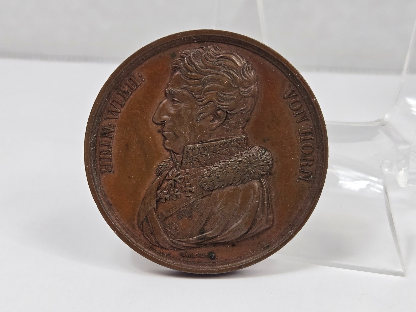 Antique 1828 Prussian General Heinrich Wilhelm Von Horn Bronze Medal