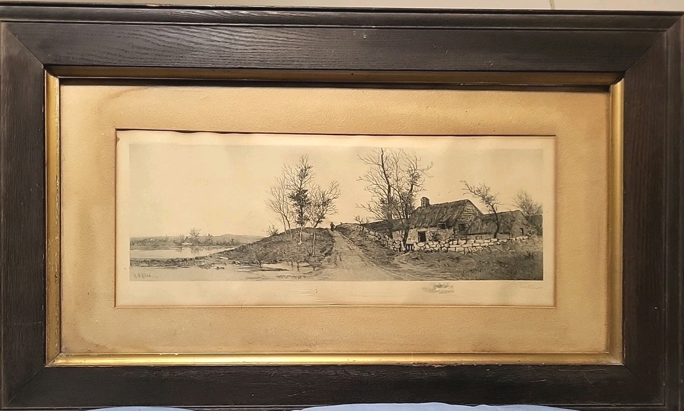 ETCHING ANTIQUE E L FIELDS COTTAGE 1891 Radtke & Lauckner 17.25 x31 ETCHING ANTIQUE E L FIELDS COTTAGE 1891 Radtke & Lauckner 17.25 x31