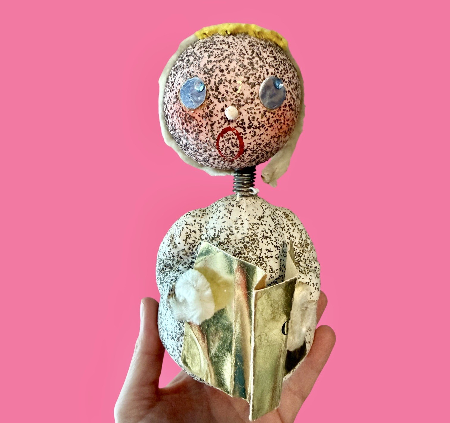 VTG West German Christmas Putz Mica Caroler Bobble Head Candy Container 7.75 VTG West German Christmas Putz Mica Caroler Bobble Head Candy Container 7.75