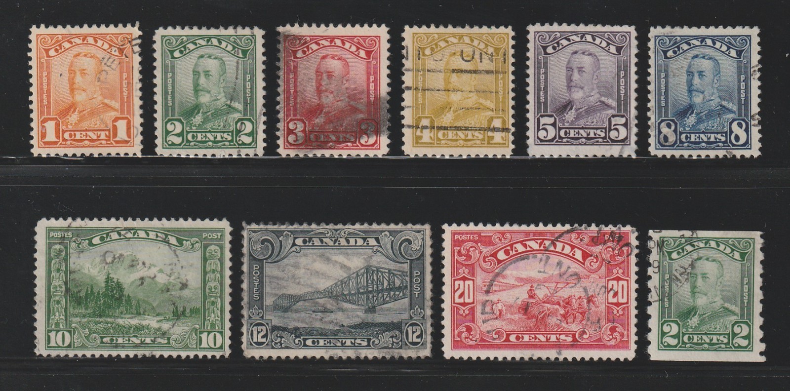 Canada, 1928-1929 Regular Issue, King George V, Landscapes, Short Set