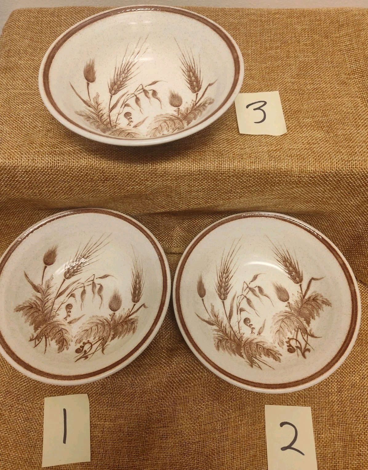 Set of 3 Vintage Churchill England Wild Harvest Stoneware Bowls Wheat Fern Set of 3 Vintage Churchill England Wild Harvest Stoneware Bowls Wheat Fern