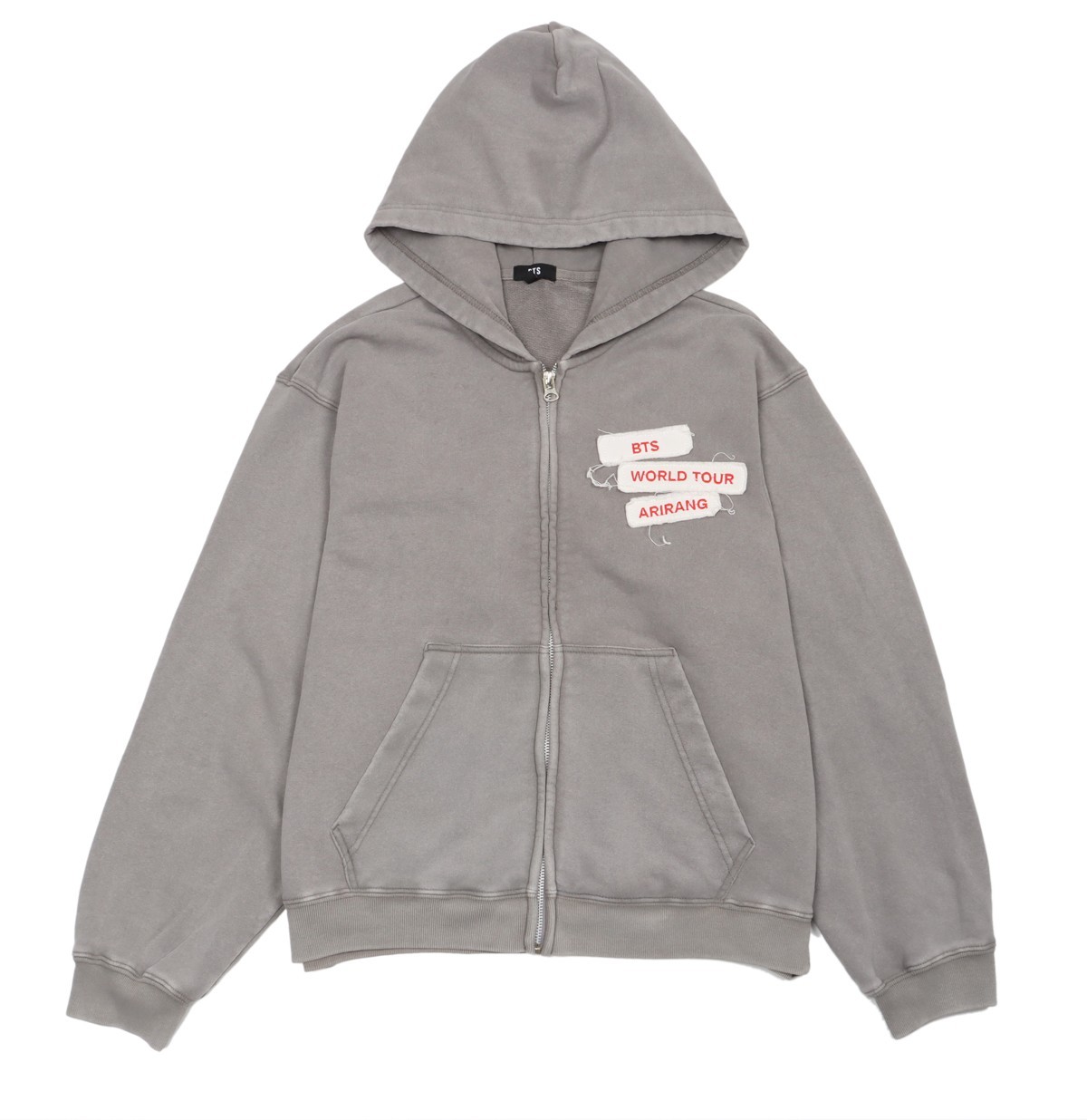 BTS World Tour 2026 Arirang Tour Zip-up Hoodie Oversized Light Grey Size M BTS World Tour 2026 Arirang Tour Zip-up Hoodie Oversized Light Grey Size M