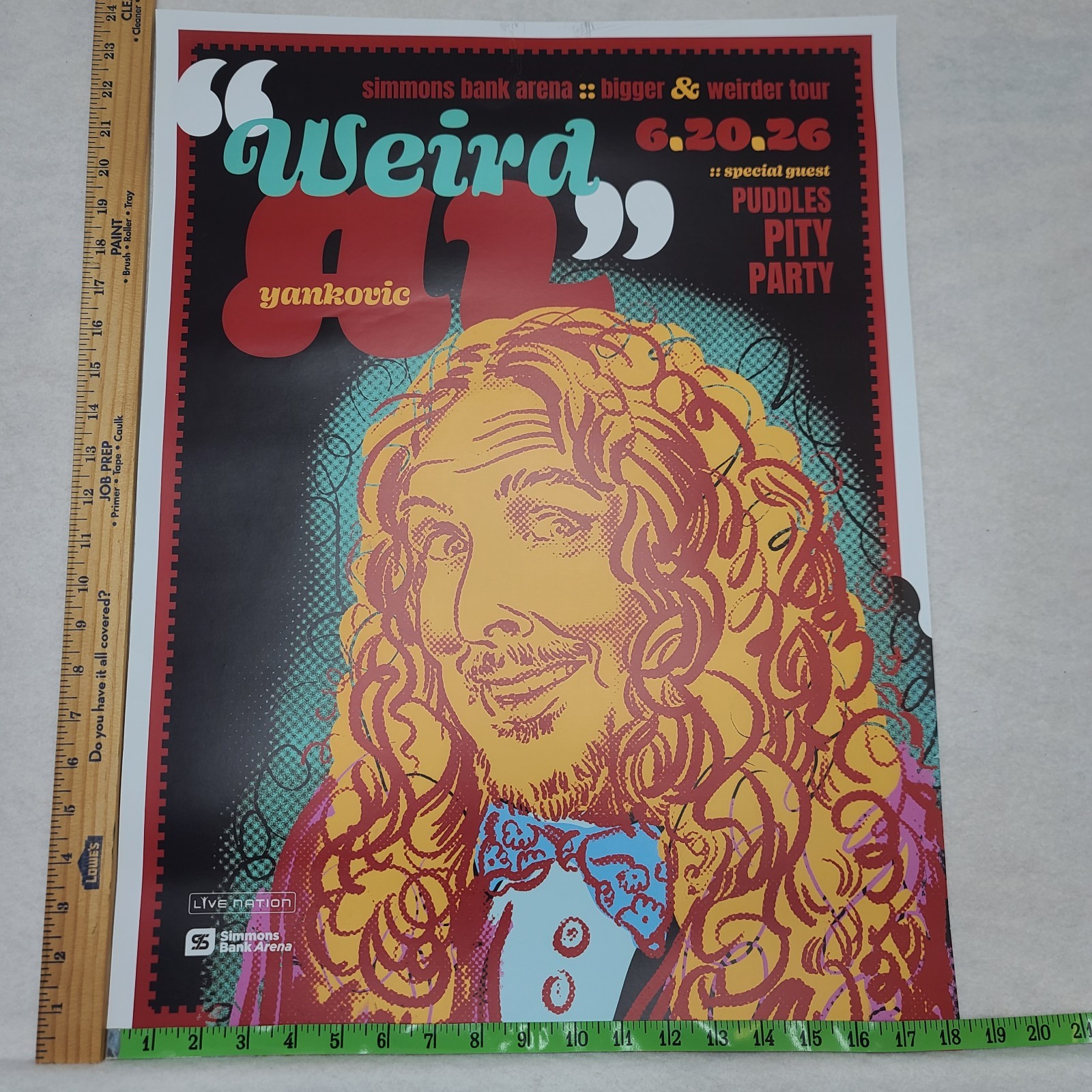 WEIRD AL YANKOVIC Puddles Pity 2026 Tour Poster Limited Rare LR Arkansas Arena WEIRD AL YANKOVIC Puddles Pity 2026 Tour Poster Limited Rare LR Arkansas Arena