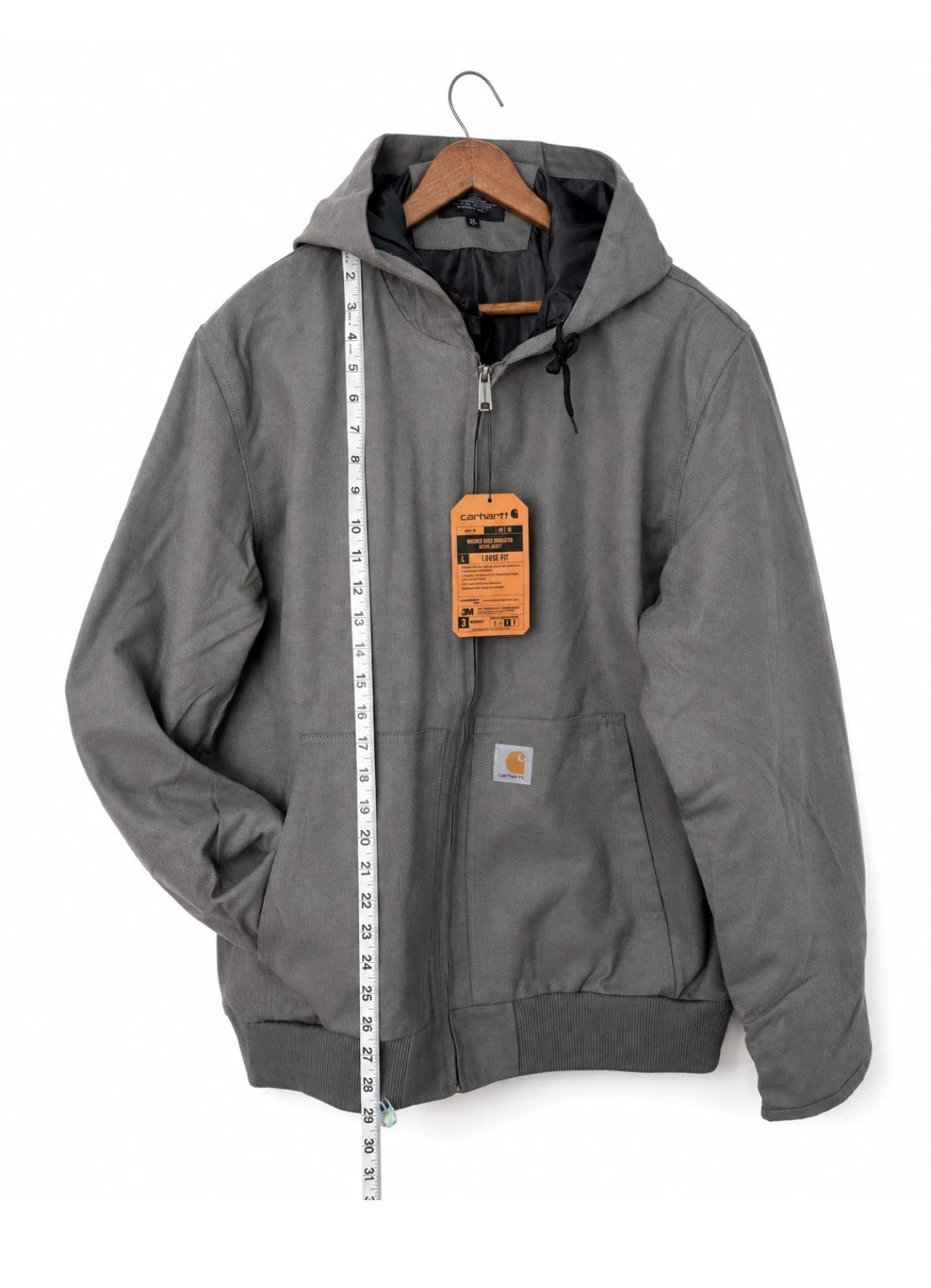 NWT Carhartt J130 Washed Duck Insulated Active Jacket Gray GVL Hooded Workwear