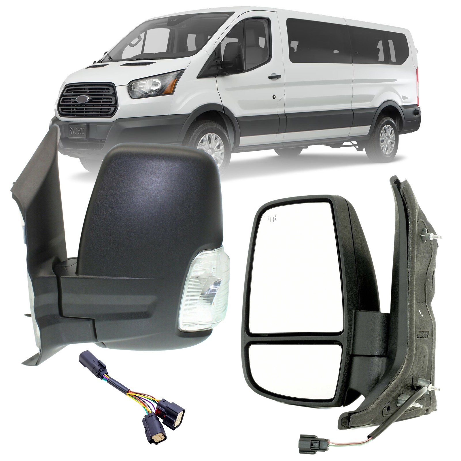 Driver Left Side Power Mirror With Lamp For 10-26 Ford Transit 150 250 350HD