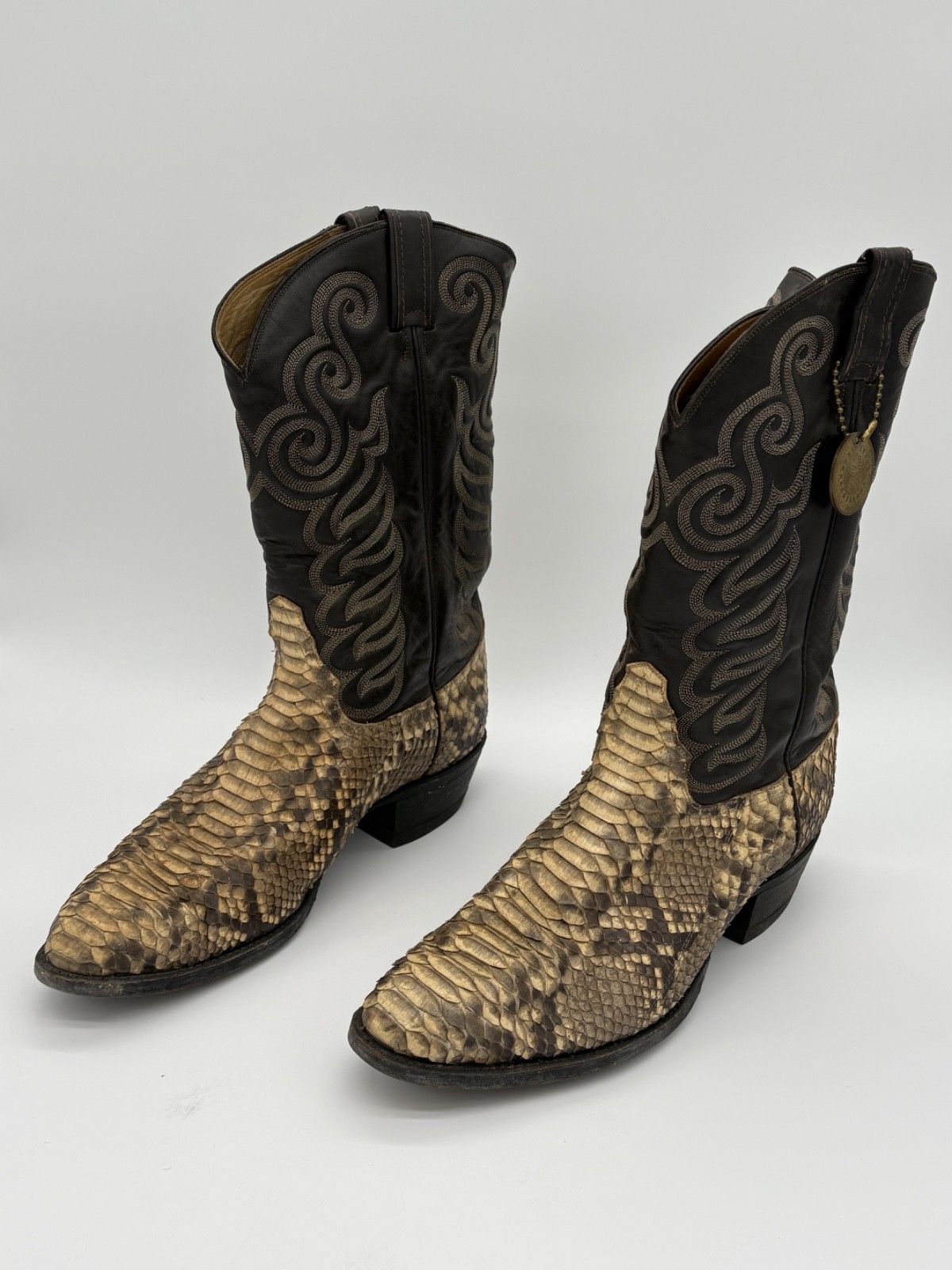 Vintage Tony Lama Python Snakeskin Cowboy Boots Mens Size 13 D Style 8116