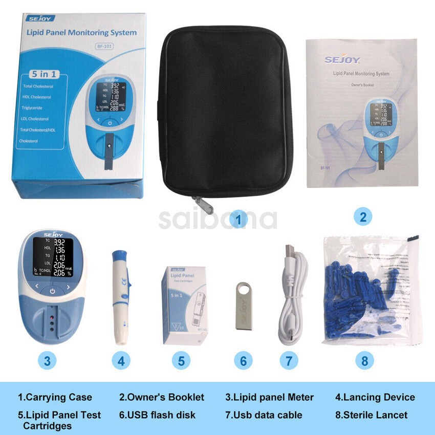 Portable Optical Lipid Monitor 5-in-1 Cholesterol Triglycerides HDL LDL Analyzer