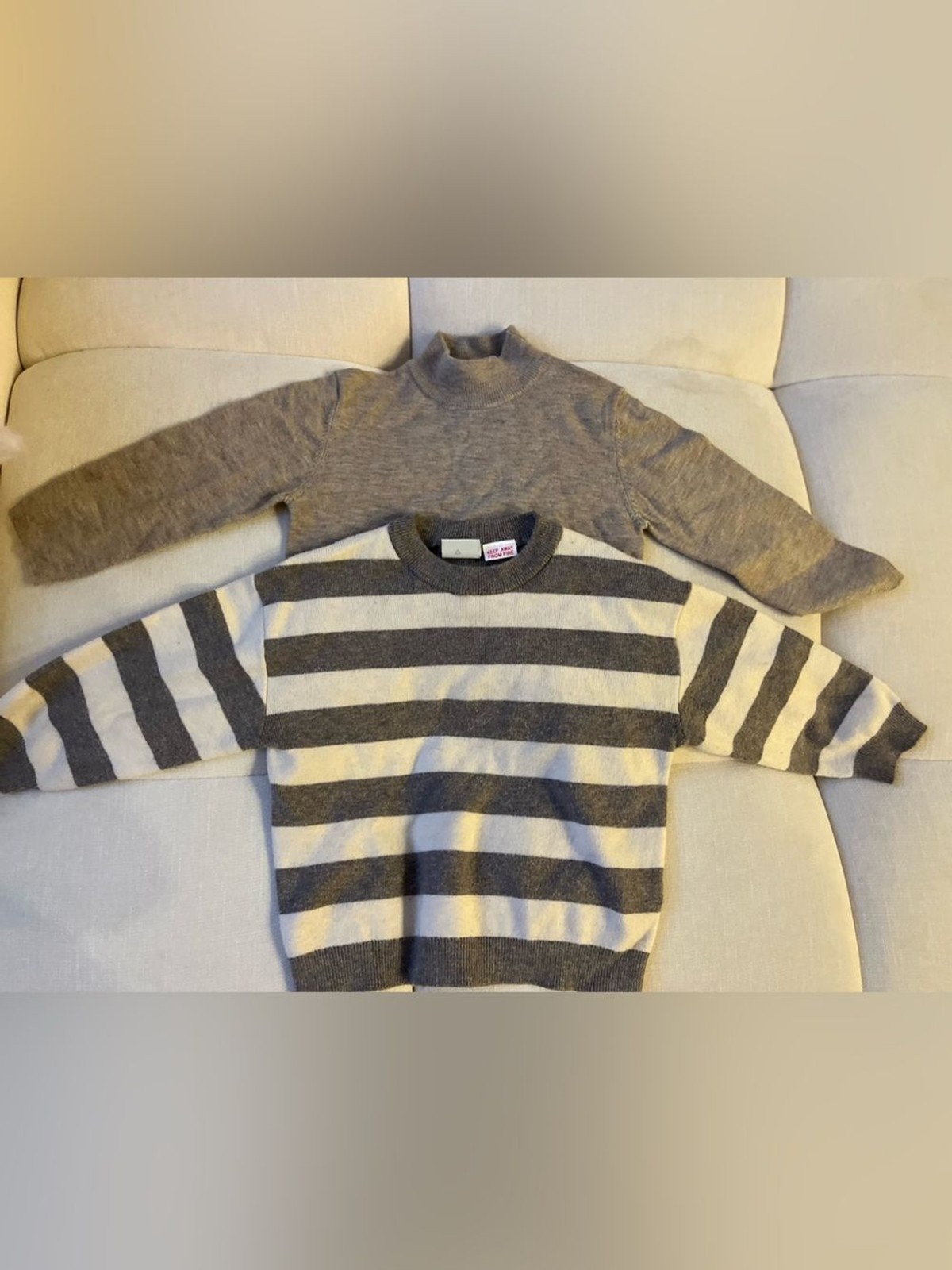Zara Gray and Cream Striped Kids Sweater 1.5 years