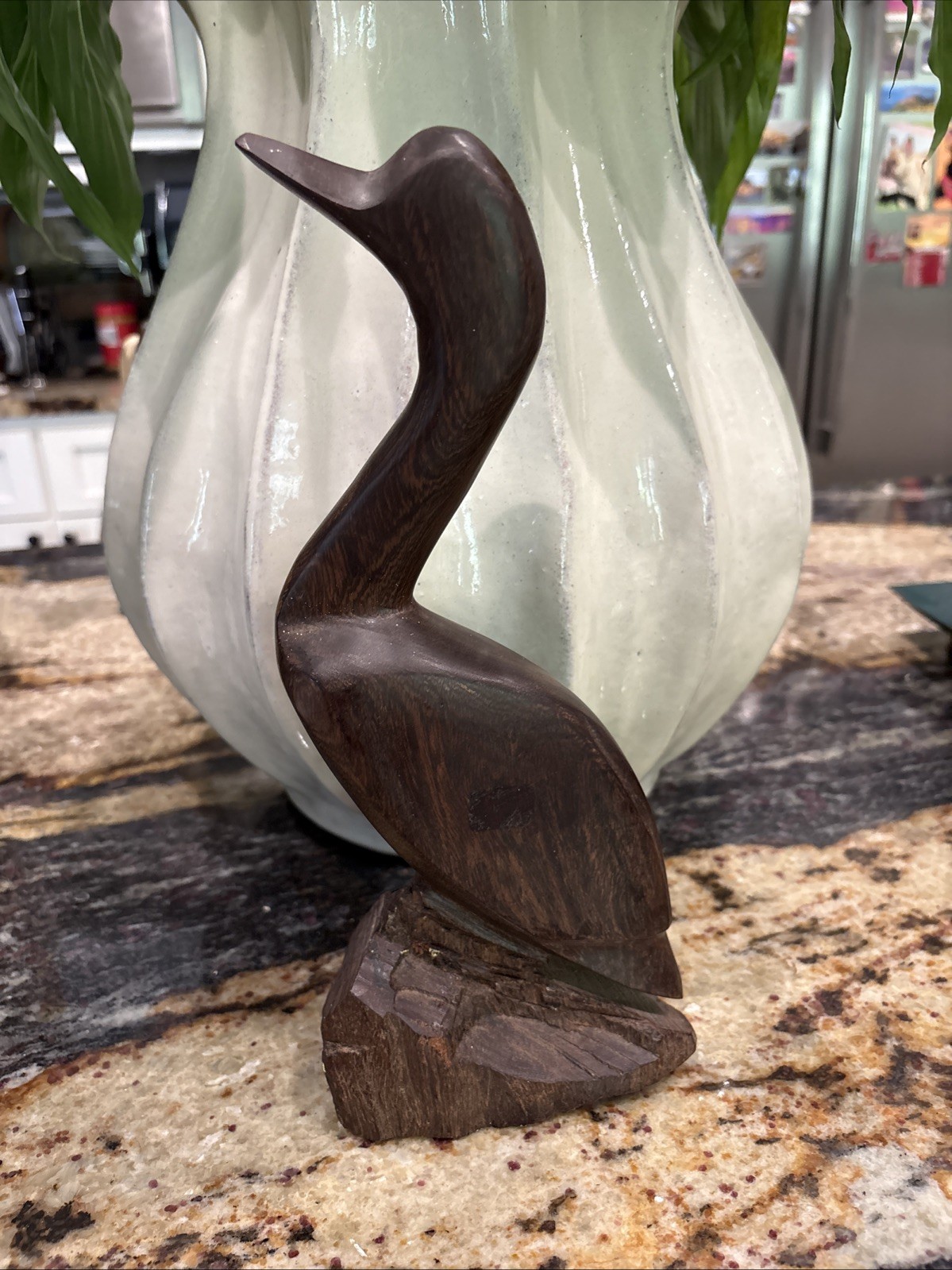Vintage Hand Carved Ironwood Standing Bird  11” Tall Duck