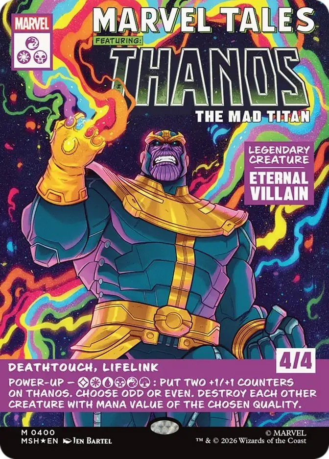 Thanos, the Mad Titan (Showcase) Foil Marvel Super Heroes Playtest Card Thanos, the Mad Titan (Showcase) Foil Marvel Super Heroes Playtest Card
