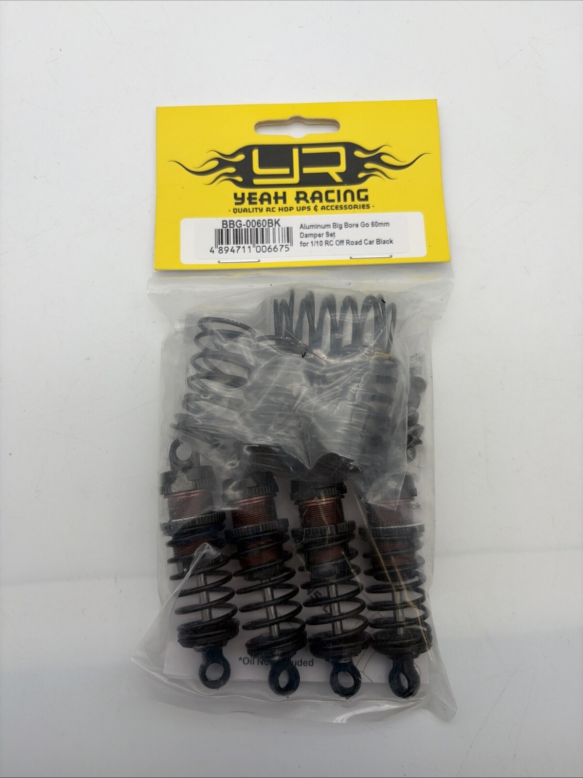 NEW Yeah Racing BBG-0060BK Alum Big Bore Go 60mm Damper (4) Black : 1/10 Touring