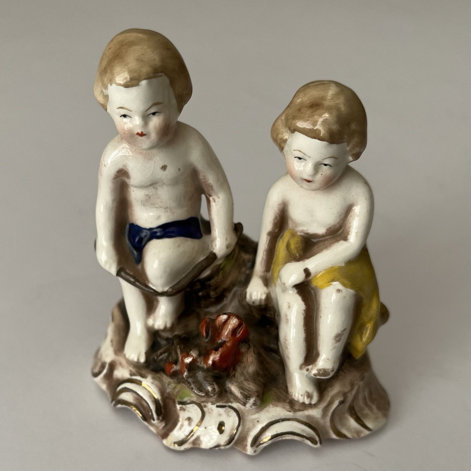 Vintage Early Goebel Wide Crown Mark Porcelain of Winter Children GM 599 Germany Vintage Early Goebel Wide Crown Mark Porcelain of Winter Children GM 599 Germany
