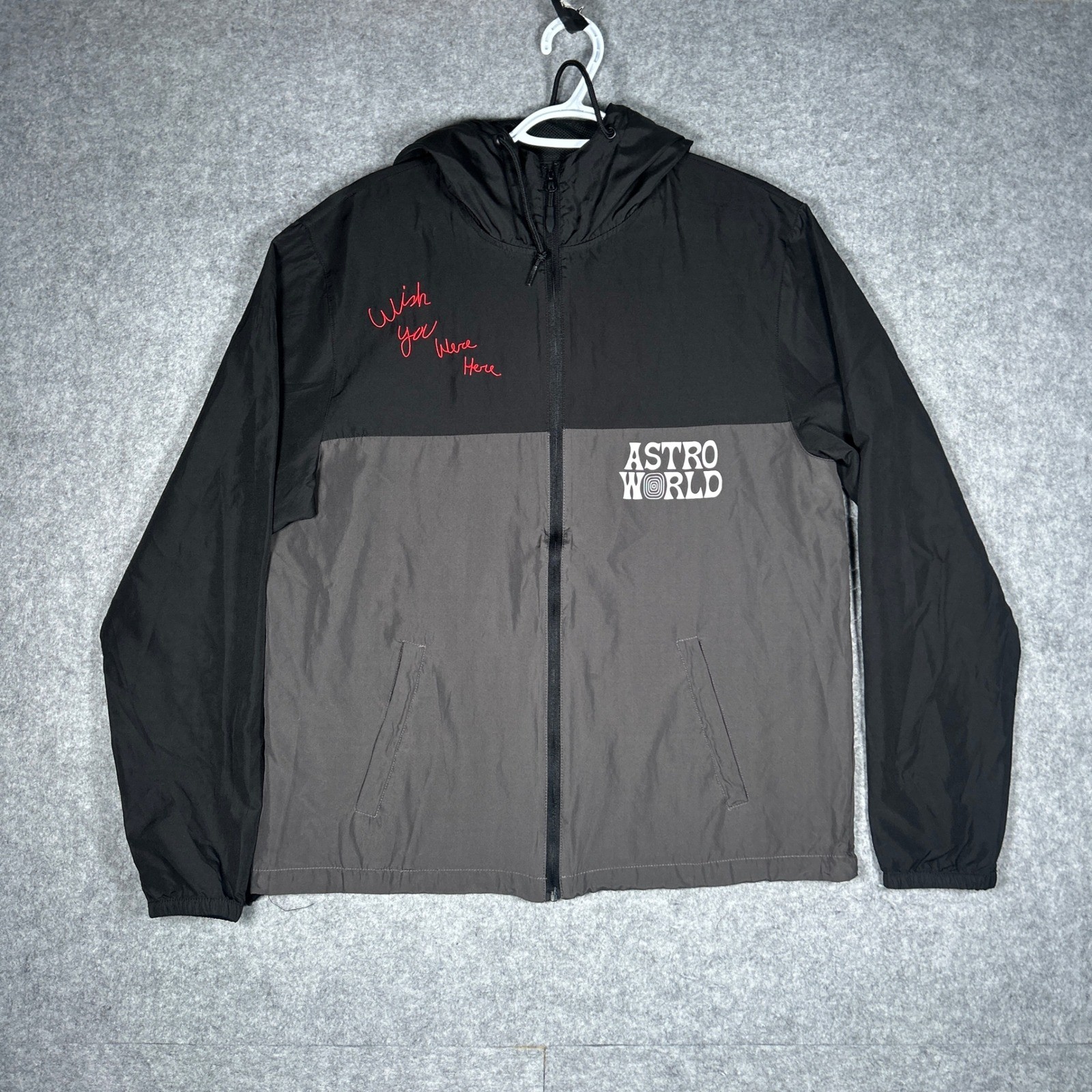 Travis Scott Astroworld Windbreaker Men Large Black Grey Tour Merch Cactus Jack