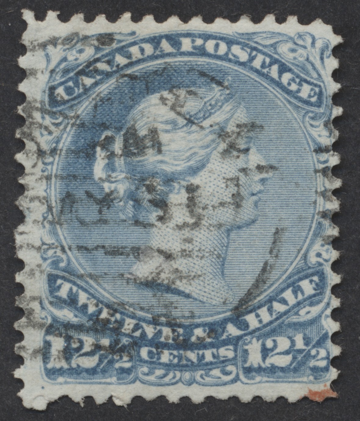Canada #28i 12 1/2c Large Queen Milky Blue Shade Fine Used Montreal Duplex