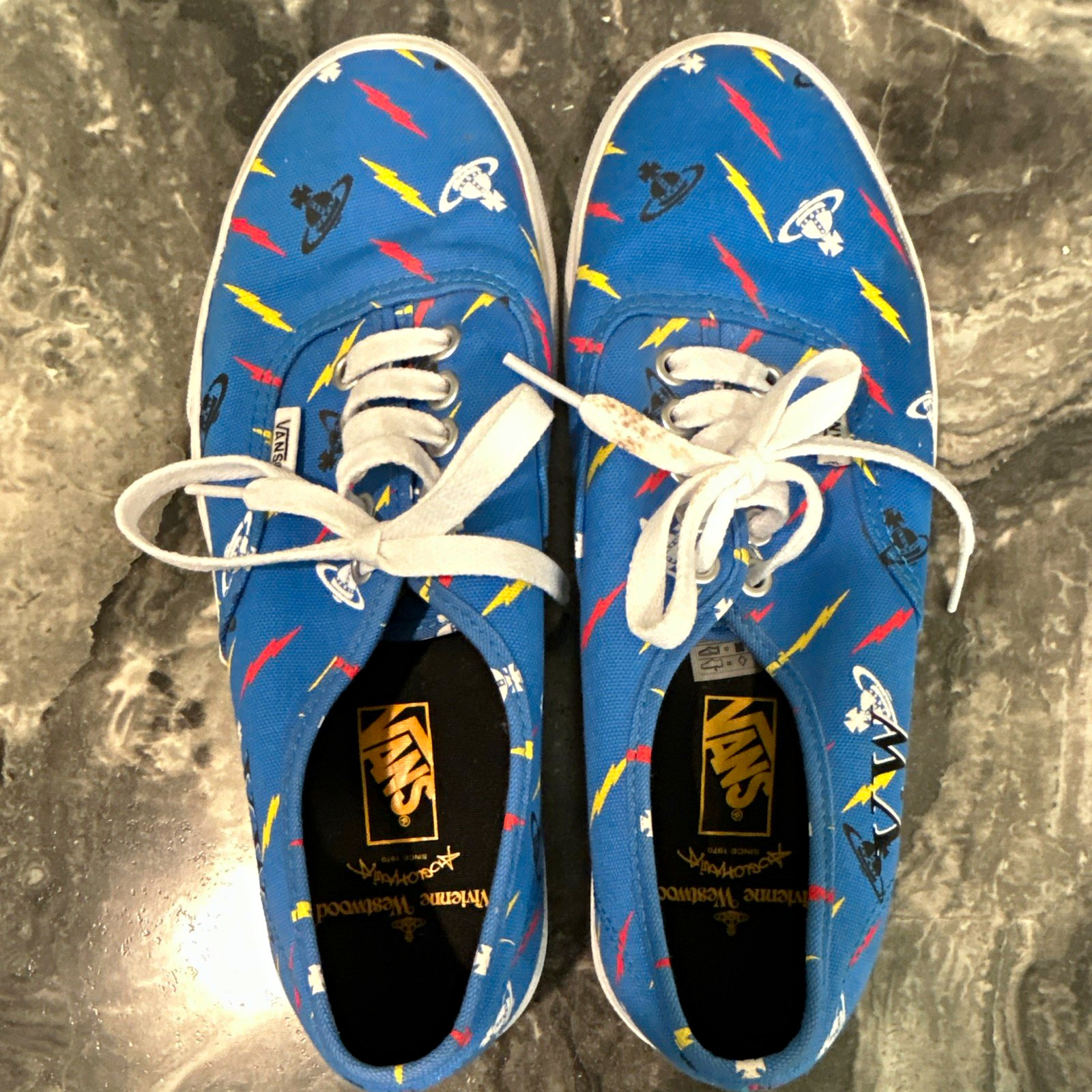 VANS Authentic Vivienne Westwood Blue Lightning Print Canvas Lace-Up Low Top