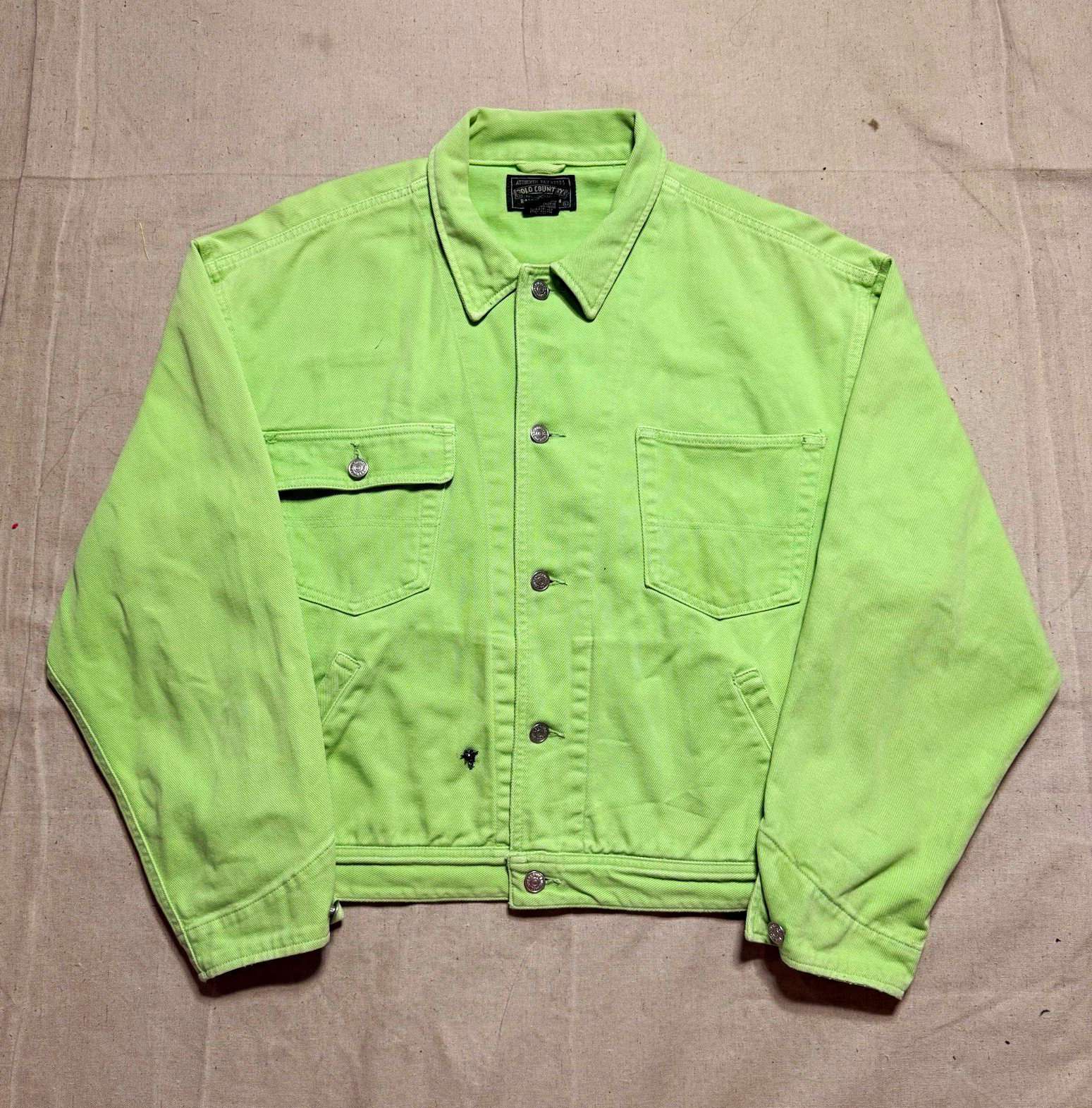 VINTAGE MADE IN USA POLO COUNTRY BY RALPH LAUREN MINT GREEN DENIM JACKET (L)