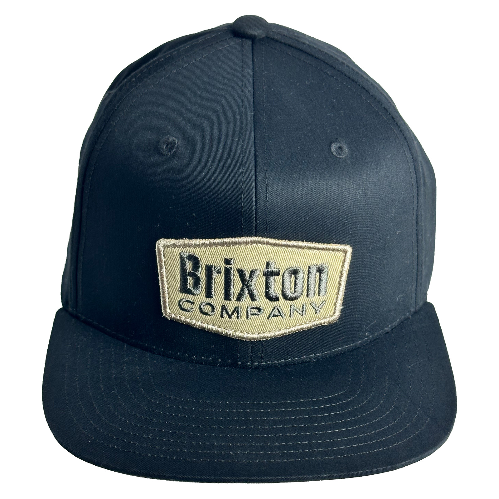 Brixton Company Men Snapback Hat Embroidered Patch Flat Brim Black Cap Brixton Company Men Snapback Hat Embroidered Patch Flat Brim Black Cap