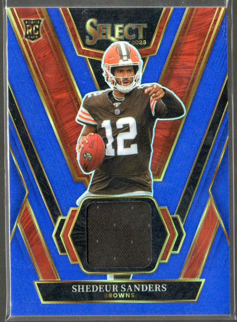 2025 Panini Select #RSW-SSS Shedeur Sanders Rookie Swatches Blue Prizm
