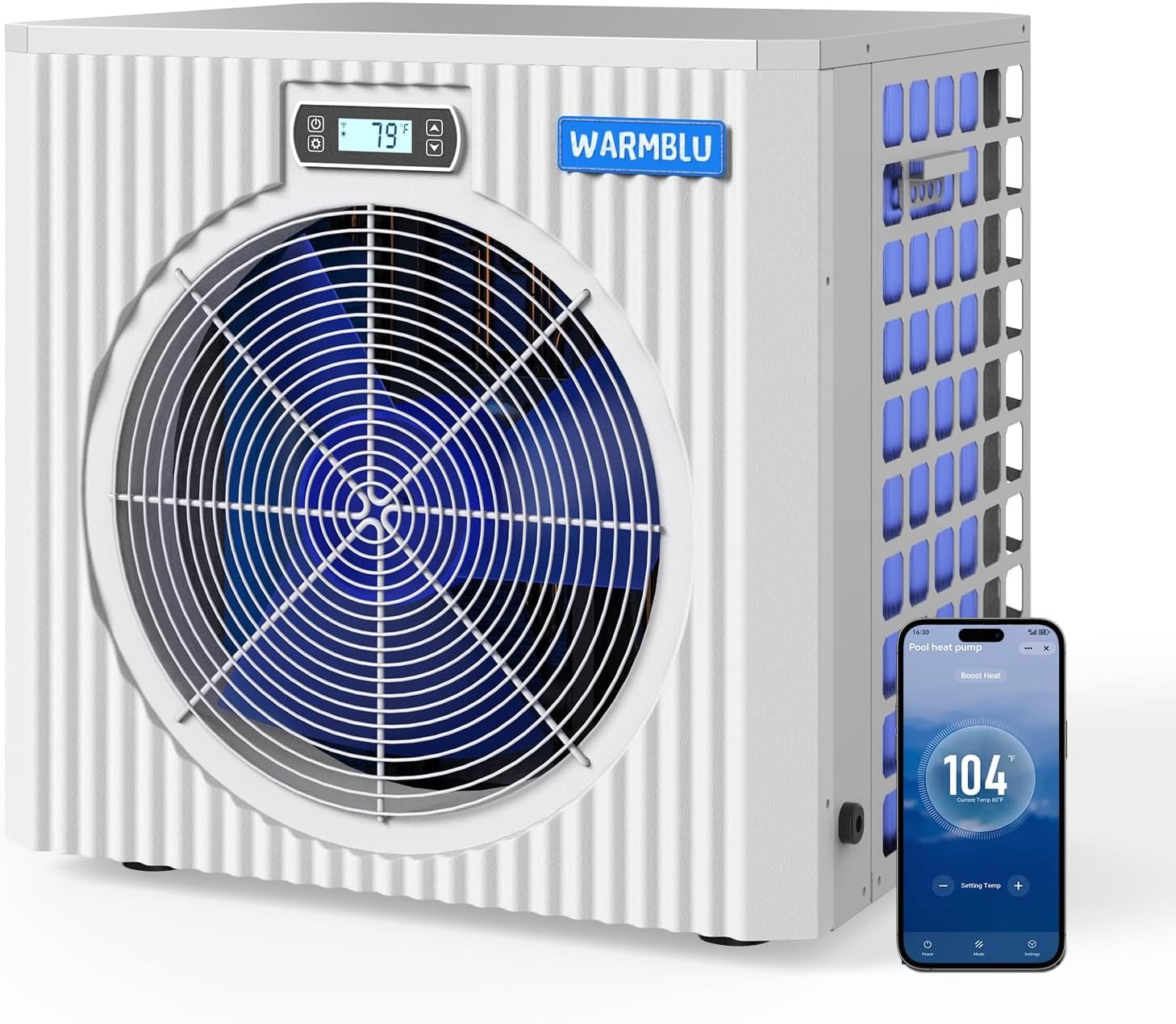 WARMBLU 27000BTU Electric Pool Heat Pump, Heater for Above Ground & Inground Poo