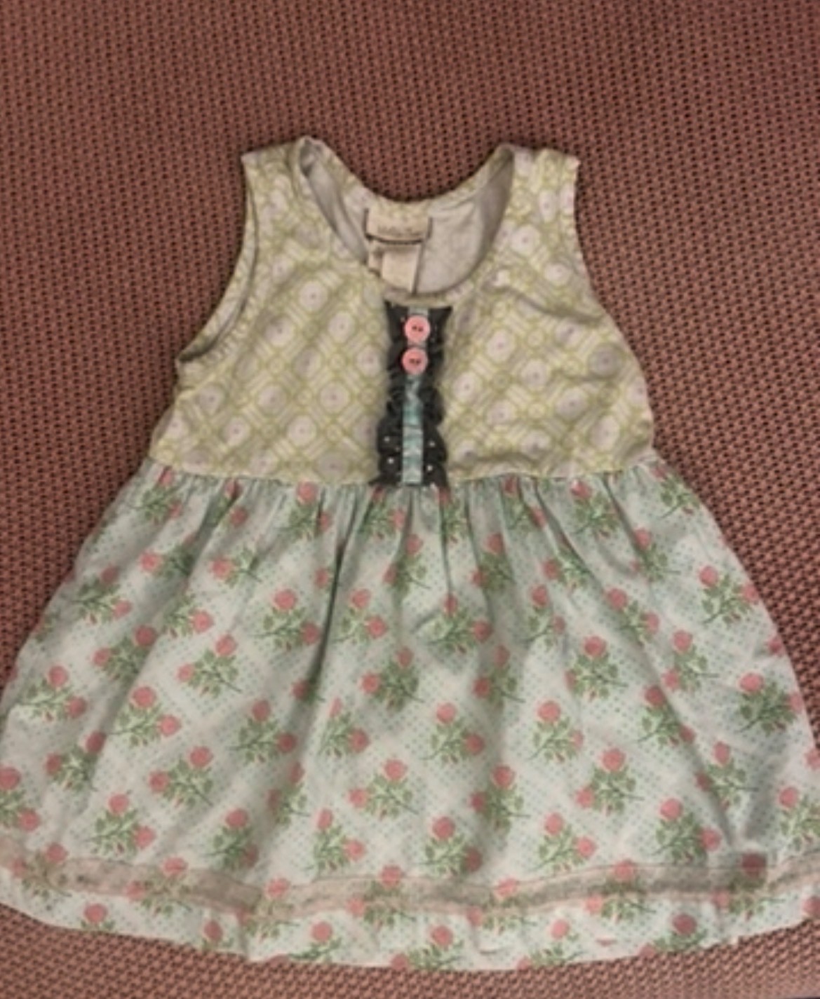 Matilda Jane Girls Size 6 Floral Mixed Print Sleeveless Dress Pink Green Blue