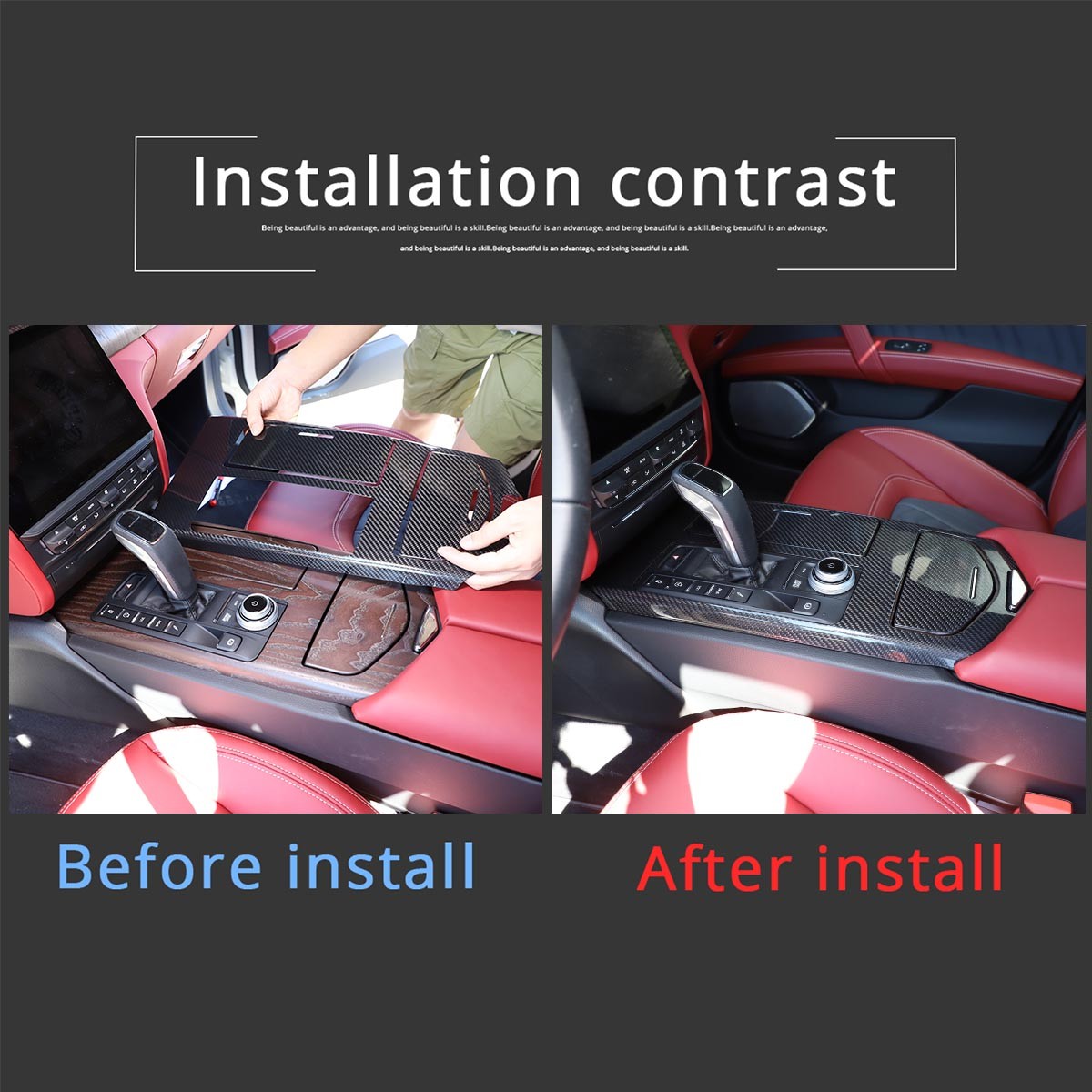 For Maserati Ghibli 2018-2023 Real Carbon Fiber Center Console Panel Cover Trim