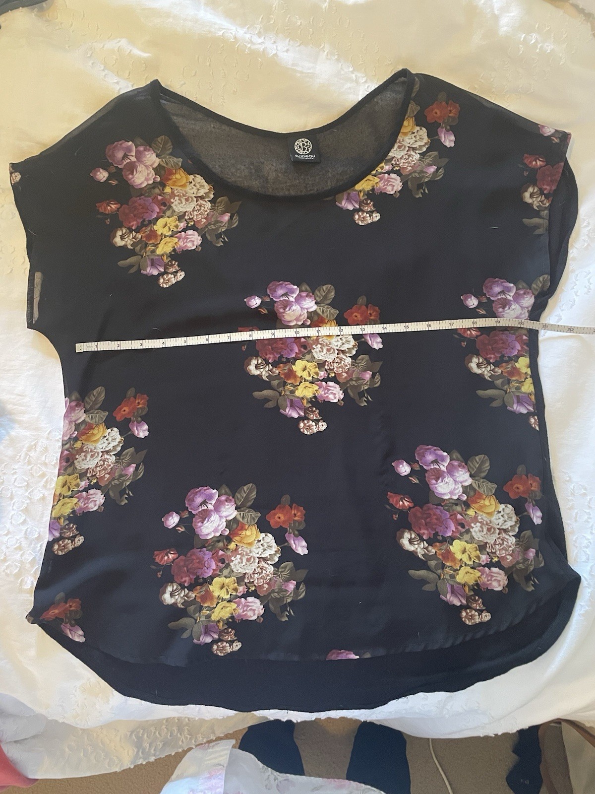 Bobeau Floral Sheer Top Medium Bobeau Floral Sheer Top Medium