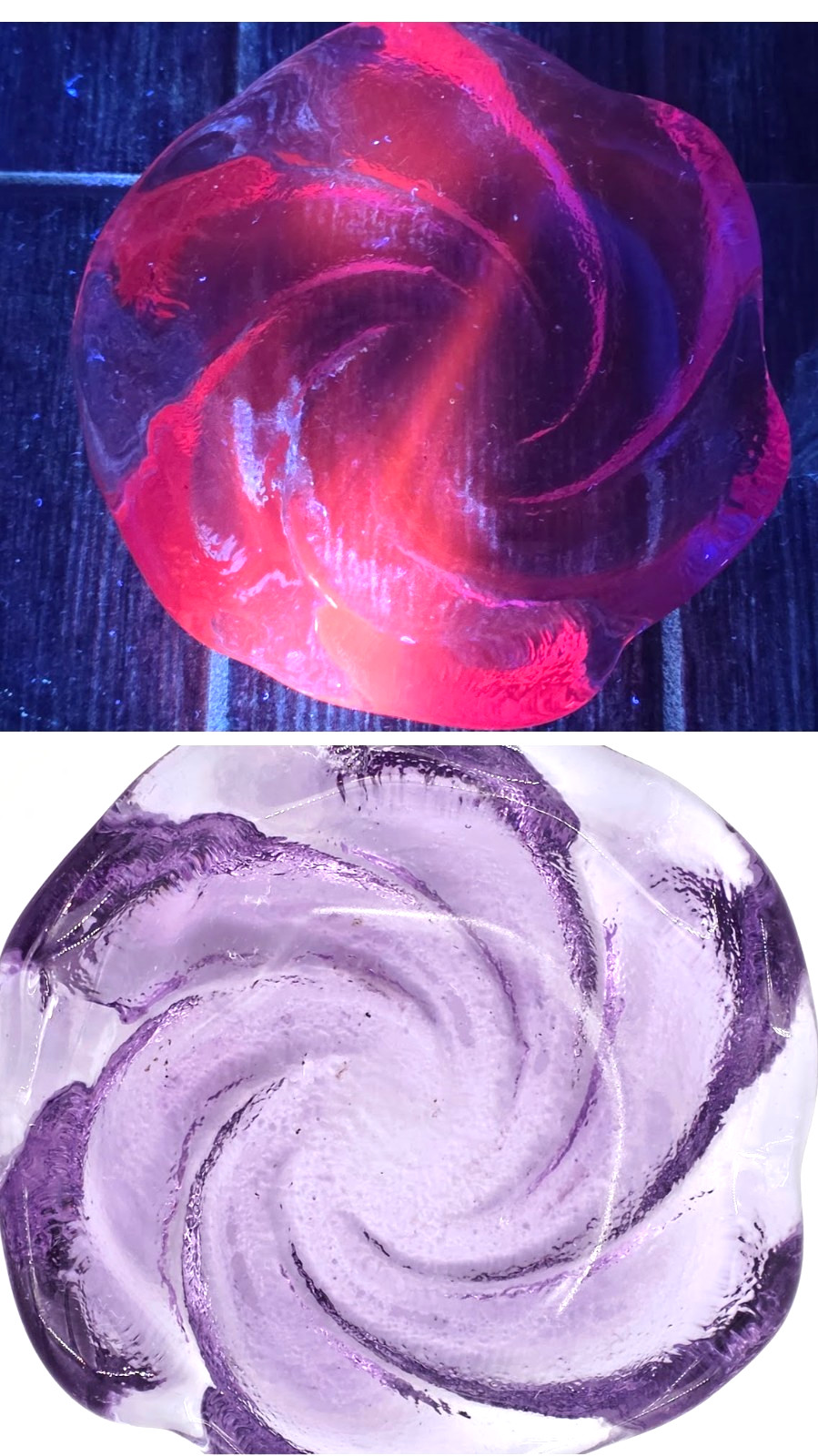 VTG Fenton Wisteria Neodymium Alexandrite Glass Swirl Pinwheel Dish Ashtray UV