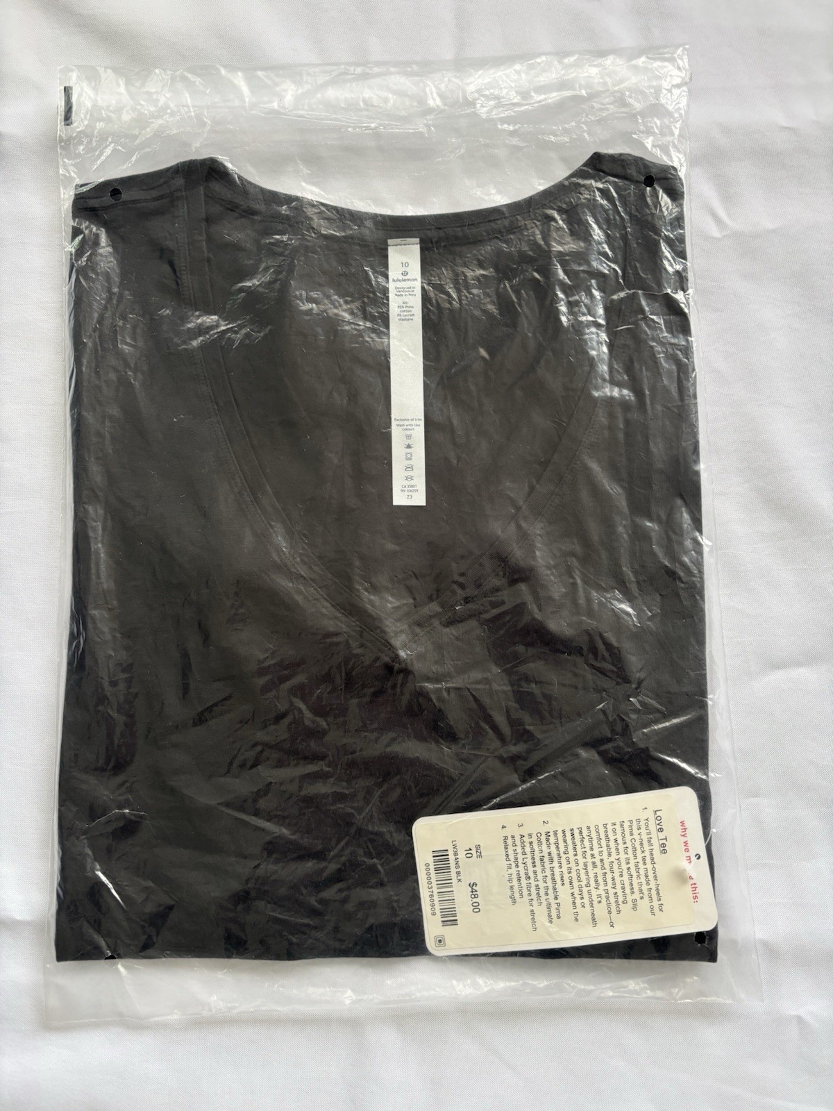 Lululemon Love V-Neck TEE Women (LW3BANS) Color: Black - Size: 10