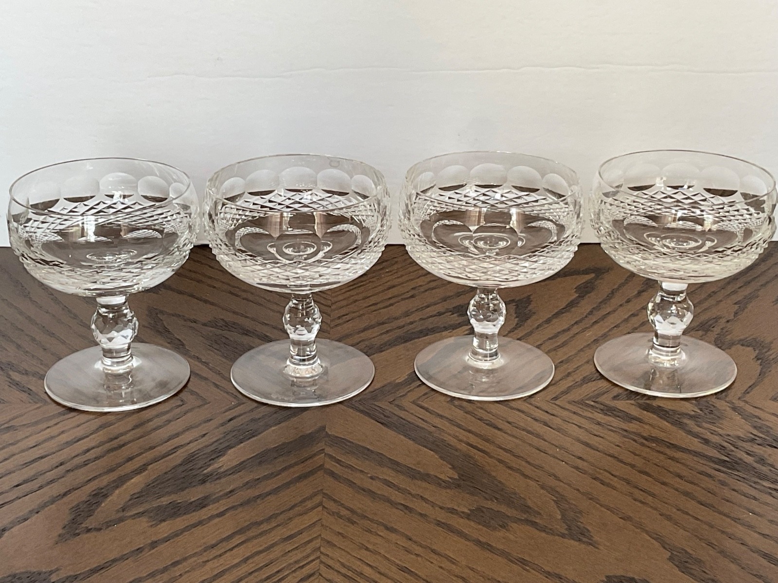 Waterford Colleen Short Stem 4 Champagne Sherbet Glasses 4 3/8