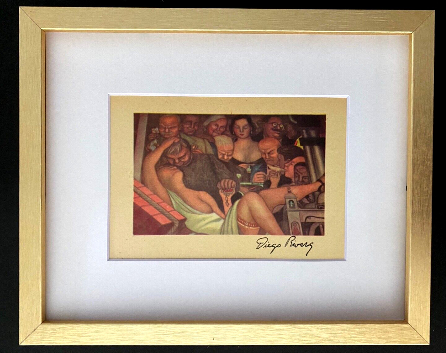 DIEGO RIVERA + ORIGINAL 1946 + SIGNED VINTAGE PRINT + MATTED AND FRAMED