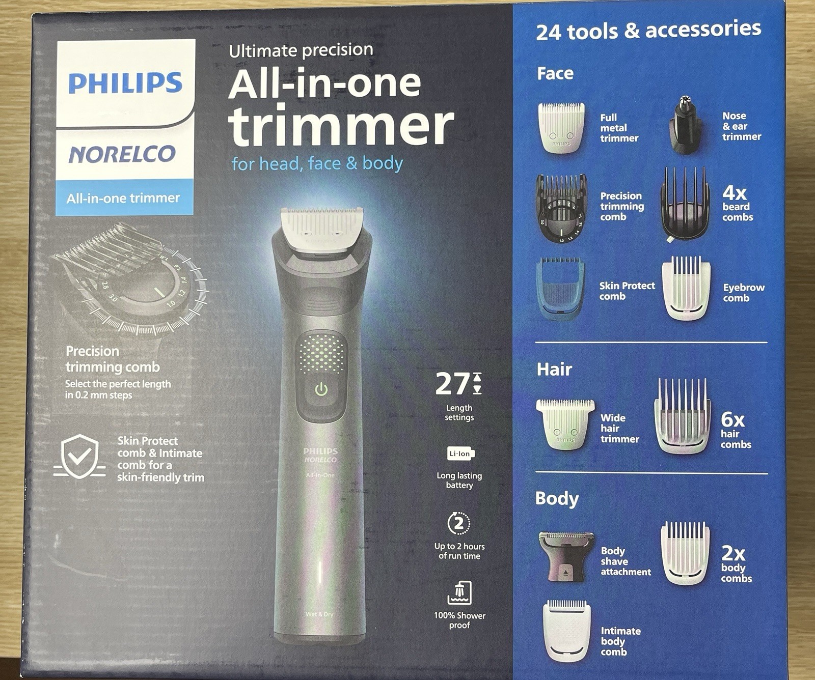 Philips Norelco Multigroom 9000 All-in-One Trimmer Head Face Body New Open Box