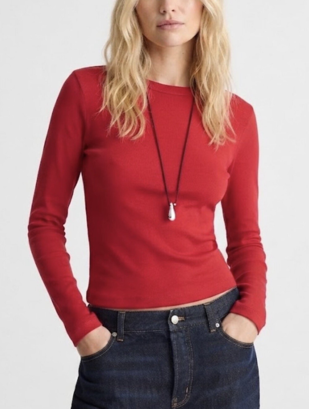 NWT$55 Madewell Long Sleeve Tee, Crew Neck 💯 Supima cotton, Red, M, Medium NWT$55 Madewell Long Sleeve Tee, Crew Neck 💯 Supima cotton, Red, M, Medium