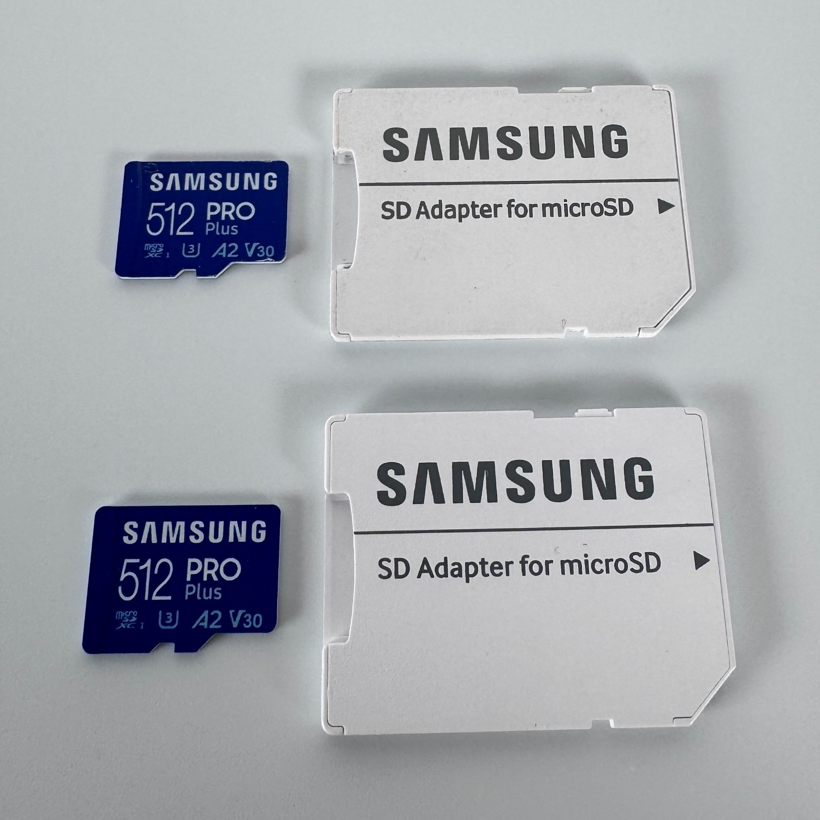 Two Samsung PRO Plus 512GB microSDXC Memory Card and Adapter (MB-MD512SB) Two Samsung PRO Plus 512GB microSDXC Memory Card and Adapter (MB-MD512SB)