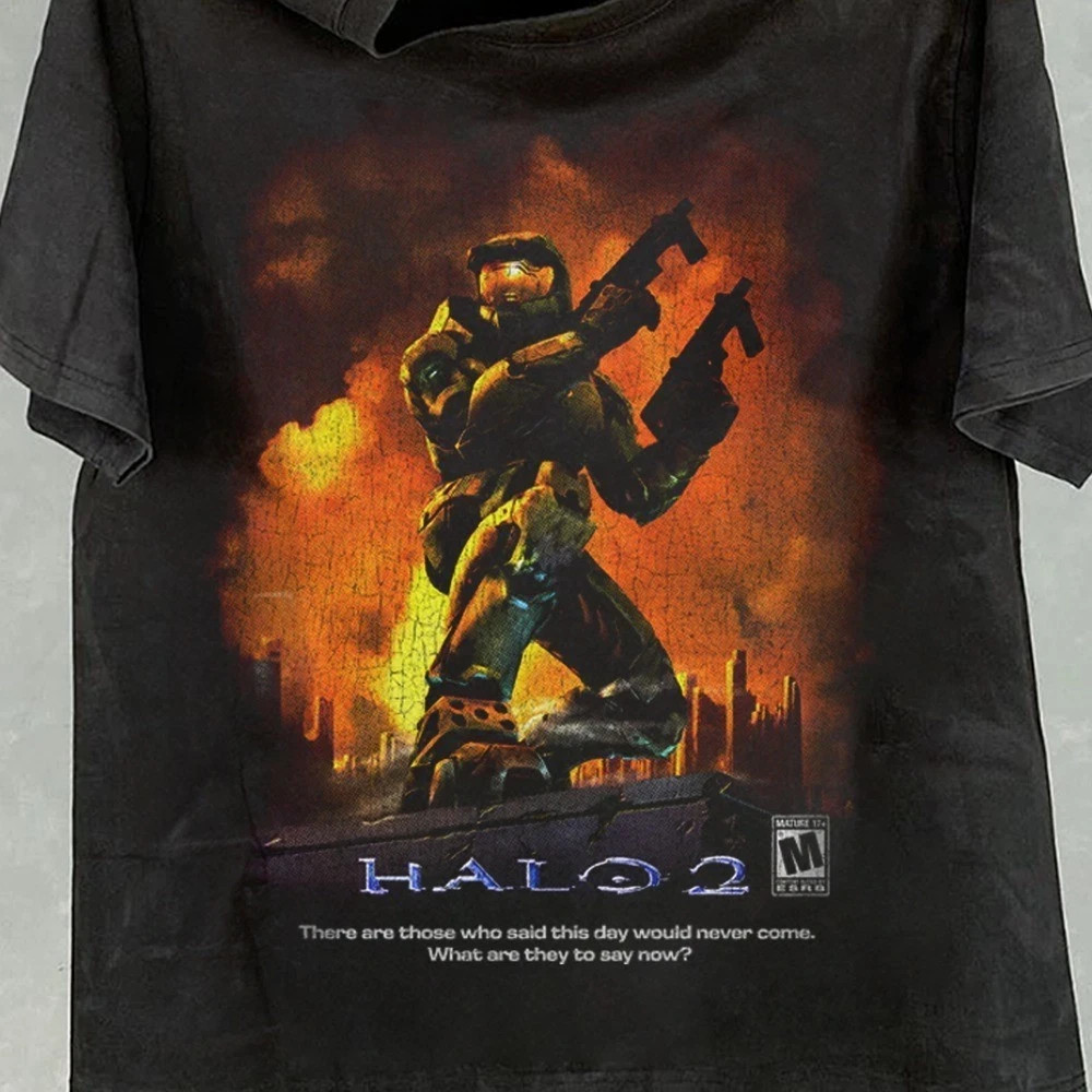 Halo 2 Master Chief T Shirt Retro Bootleg Video Game Graphic Tee Unisex S-5XL