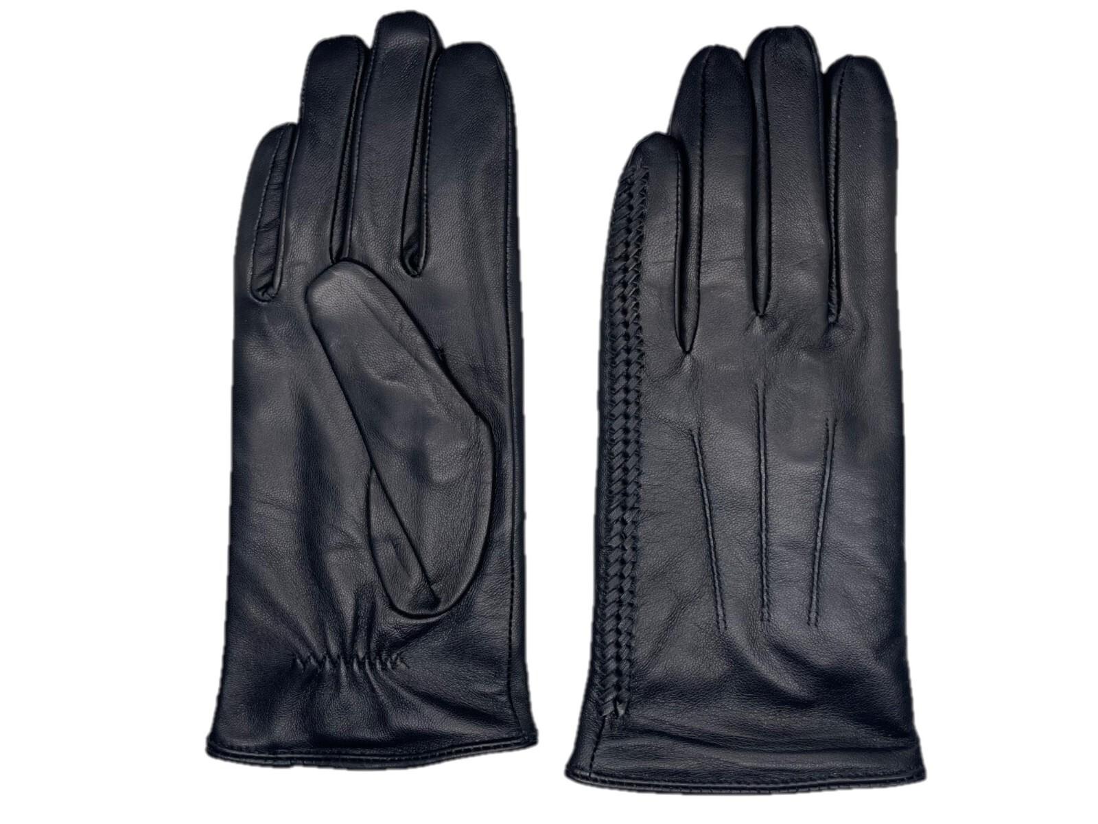 Women\'s SHEEPSKIN leather Braided winter gloves w/ Cashmere lining (#102)