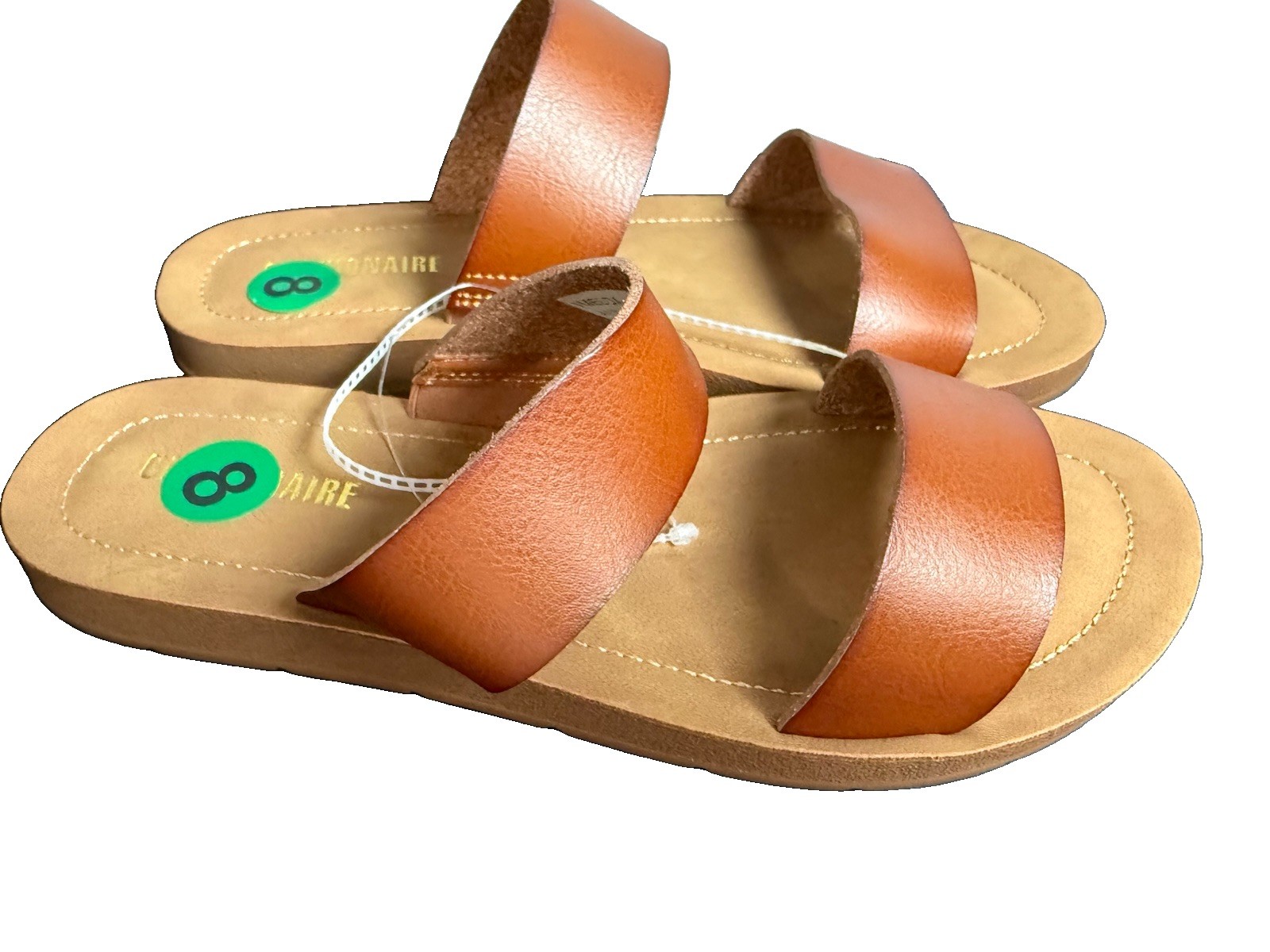 Cushionaire Imelda 2-Band Slide Sandals Tan Women’s Size 8M Cushionaire Imelda 2-Band Slide Sandals Tan Women’s Size 8M