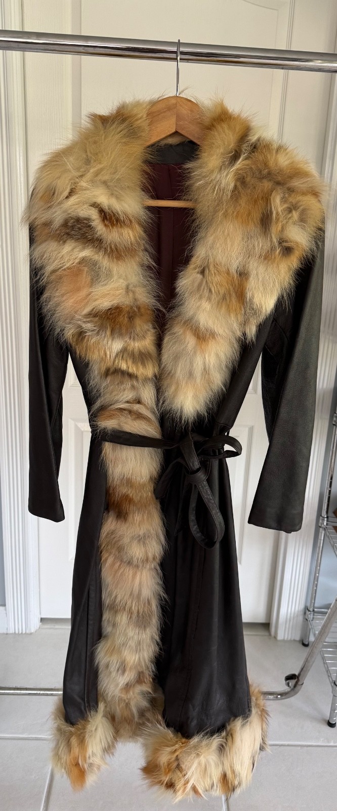 Vintage 1960\'s Custom Leather and Fox Fur Coat