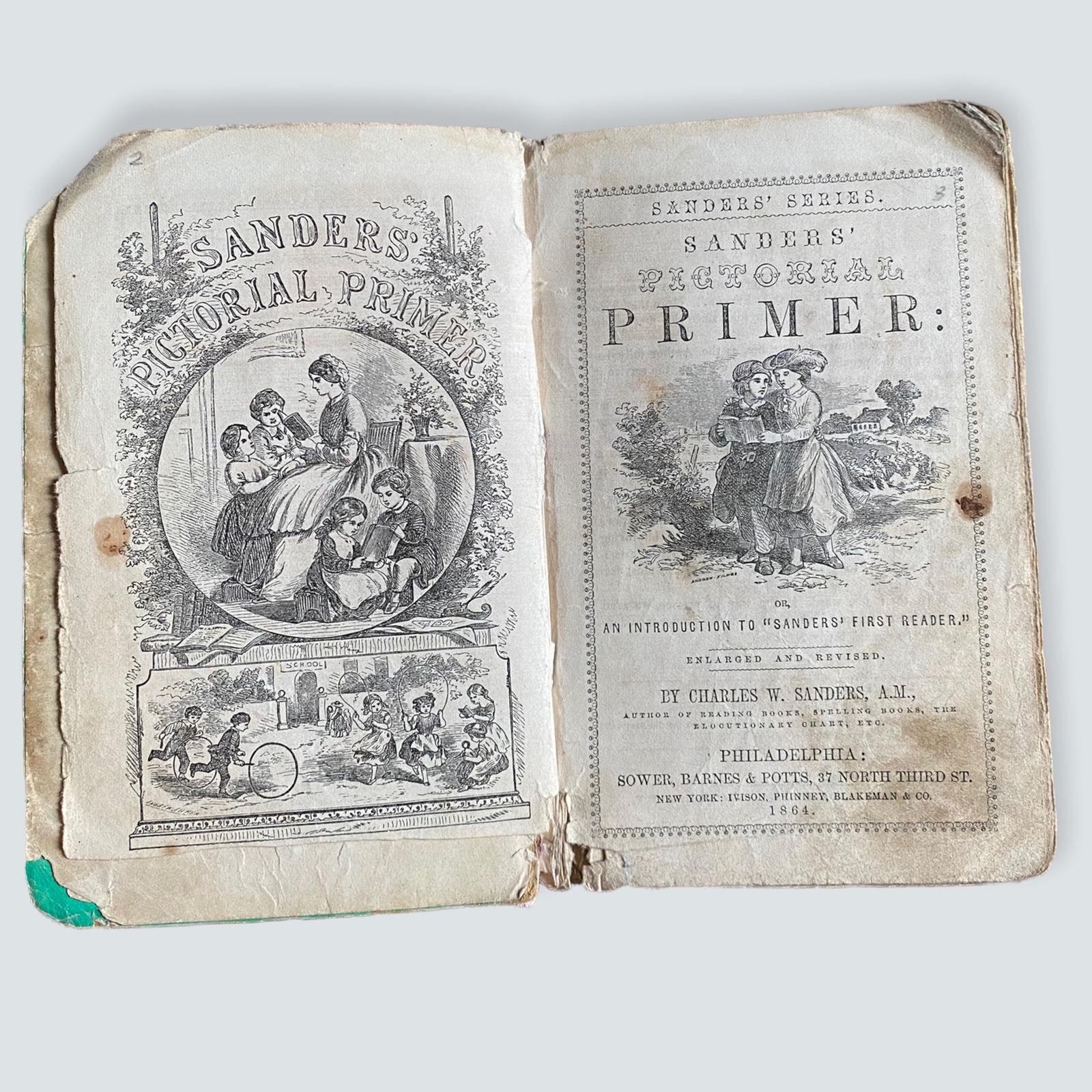 Antique 1846 Sanders Pictorial Primer Antique 1846 Sanders Pictorial Primer