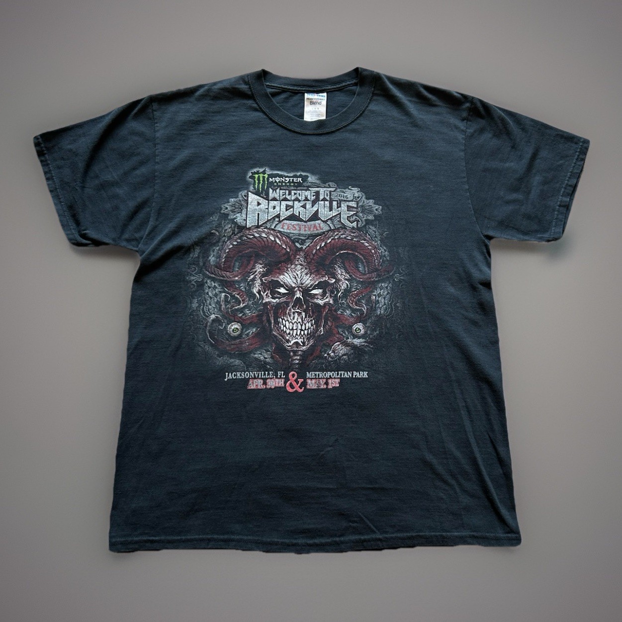 Jerzees 2016 Welcome to Rockville Festival Shirt Mens Large Black Graphic Tee