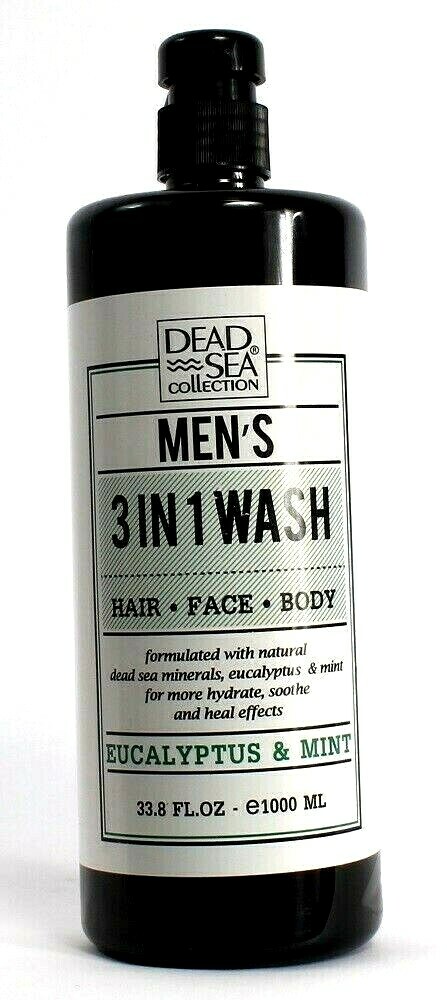 1 Dead Sea Men\'s 3 in 1 Wash Hair Face Body Eucalyptus Mint Hydrate 33.8 oz